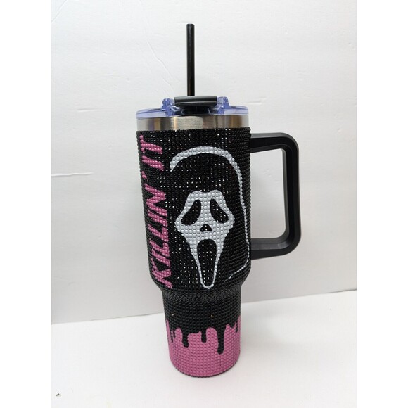Ghostface Scream Killin It Bedazzled Studded Spirit Travel Tumbler Cup 40 OZ NEW